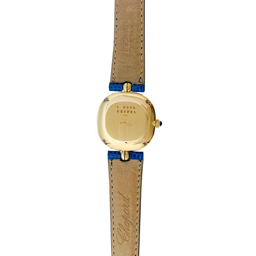 Montre Montre Chopard "Happy Diamonds" en or jaune, lapis lazuli, diamants, cuir. 58 Facettes 31222