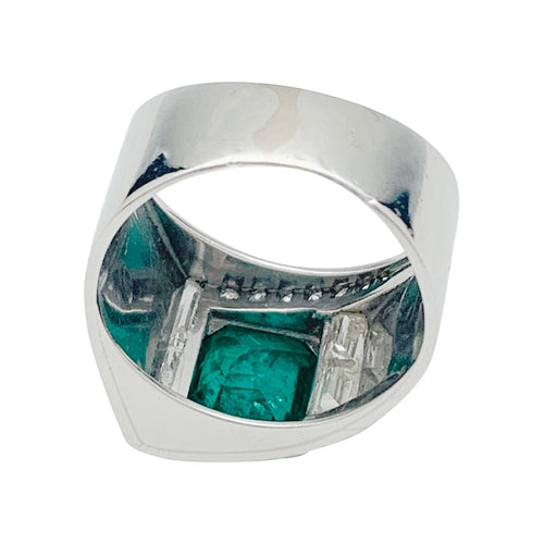 Bague 49 Bague Art Déco en platine, émeraude et diamants. 58 Facettes 31604