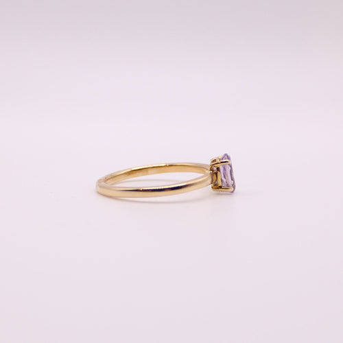 Bague Bague solitaire or jaune améthyste ovale 58 Facettes