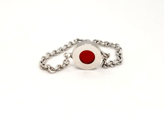 Bague 56 Bague Chaînette Or blanc Cornaline 58 Facettes 843305CD