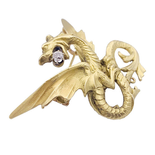 Broche Broche ancienne "Chimère", or jaune et diamant. 58 Facettes 33264