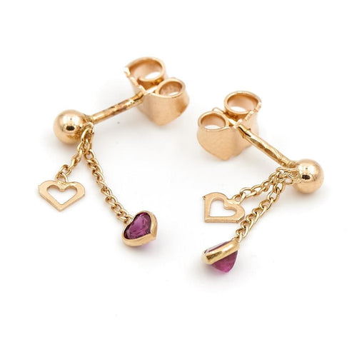 Boucles d'oreilles Boucles d'oreilles Coeur Or jaune Rubis 58 Facettes 1670719CN