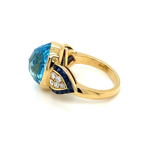 Bague 52 Bague cocktail Diamant Saphir Topaze 58 Facettes