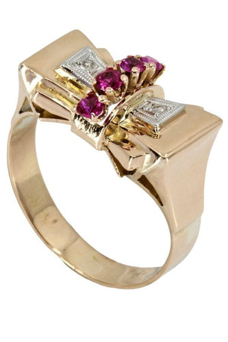 Bague 51 BAGUE RUBIS ET DIAMANTS ANNÉES 50' 58 Facettes 048721