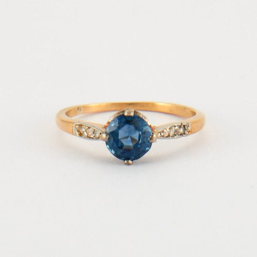 Bague 50 Bague saphir diamant or jaune platine 58 Facettes