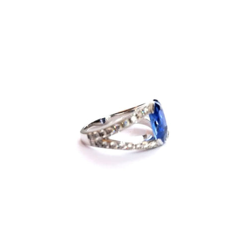 Bague 53 Bague Or blanc Saphir Ceylan Diamants 58 Facettes 3780