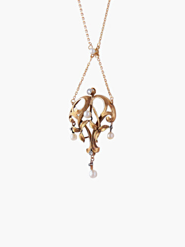 Collier Collier Art Nouveau Perles et Diamants 58 Facettes