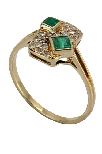 Bague BAGUE ÉMERAUDES TAILLE PRINCESSE ET DIAMANTS 58 Facettes 042781