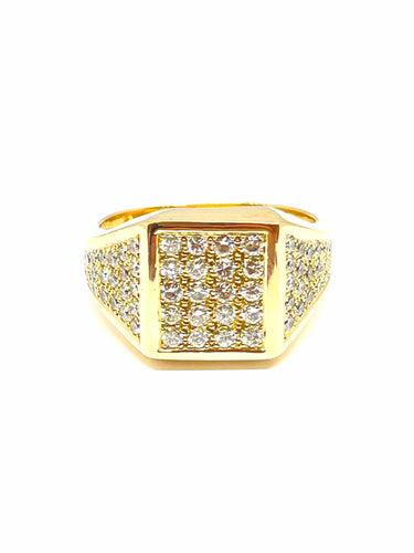 Bague Bague homme en or jaune et pavage de diamants 58 Facettes