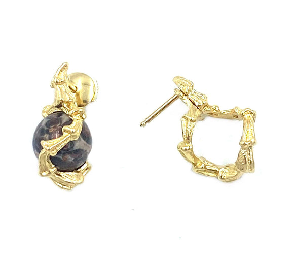 Boucles d'oreilles GILBERT ALBERT. Boucles d’oreilles or et billes interchangeables 58 Facettes