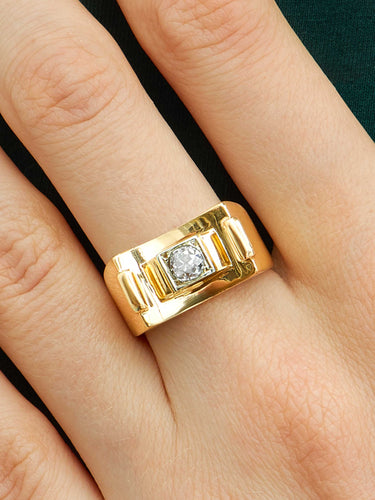 Bague Bague Tank Or Rose, Platine Et Diamant Taille Ancienne 58 Facettes HS20881