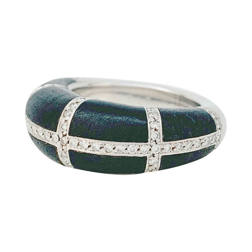 Bague 57 Bague Chaumet, modèle "Anneau", or blanc, diamants et ébène. 58 Facettes 31094