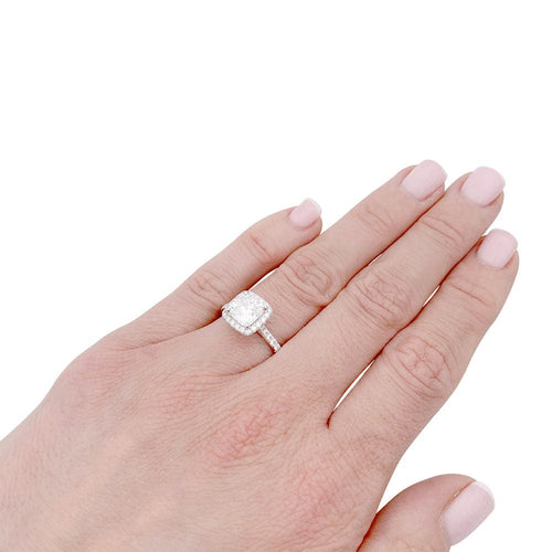 Bague 51 Bague diamant coussin, platine. 58 Facettes 32601