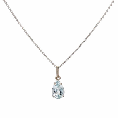 Pendentif Pendentif aigue-marine or blanc 58 Facettes 23-279