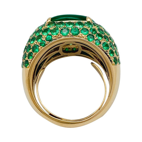 Bague 53 Bague jonc en or jaune, tsavorites et jadéite. 58 Facettes 31710