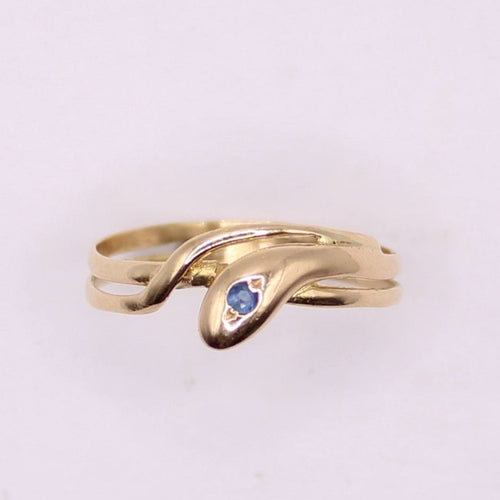 Bague Bague serpent or jaune et saphir 58 Facettes