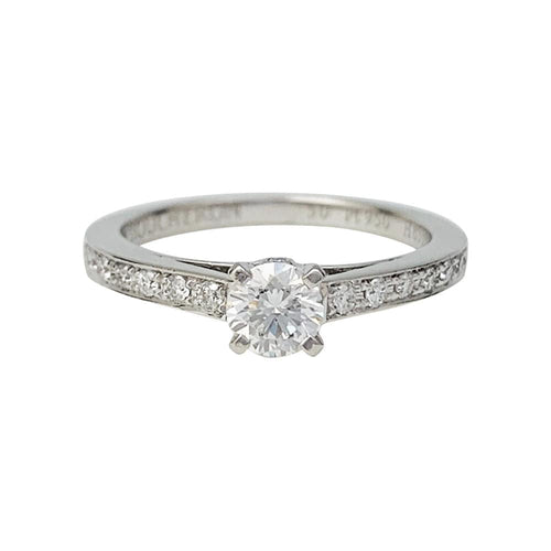 Bague Solitaire accompagné Boucheron, "Beloved", platine et diamants. 58 Facettes 30950