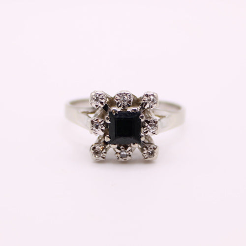 Bague Bague Marguerite or blanc saphir et diamants 58 Facettes