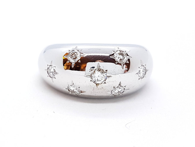 Bague 52 Bague Jonc Or blanc Diamant 58 Facettes 00707CN