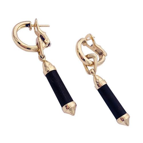Boucles d'oreilles Créoles Chaumet, "Touch Wood", or jaune, bois. 58 Facettes 32796