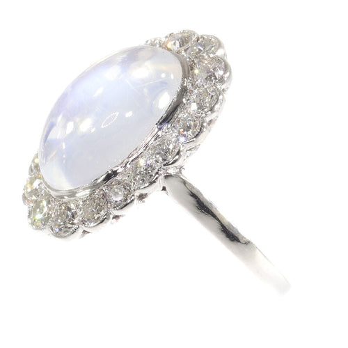 Bague 55 Bague en platine, diamant & pierre de lune 58 Facettes 19312-0202