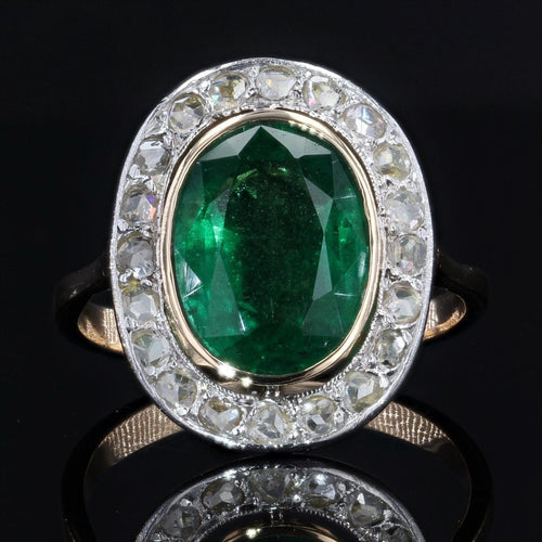 Bague 53 Bague ancienne émeraude diamants ovale 58 Facettes 22-065