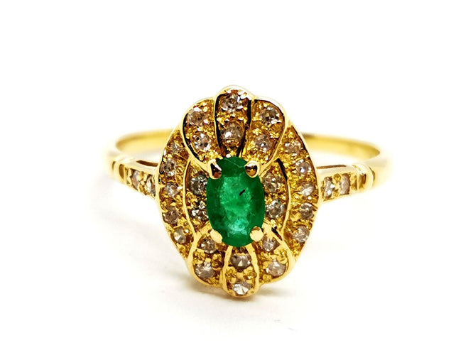 Bague 51 Bague Or jaune Emeraude 58 Facettes 1292147CN