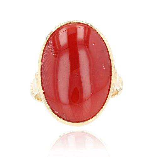 Bague 56 Bague ancienne et son corail rouge japonais 58 Facettes 21-547