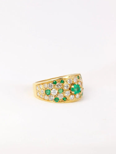 Bague Bague bandeau diamants émeraudes 58 Facettes J35