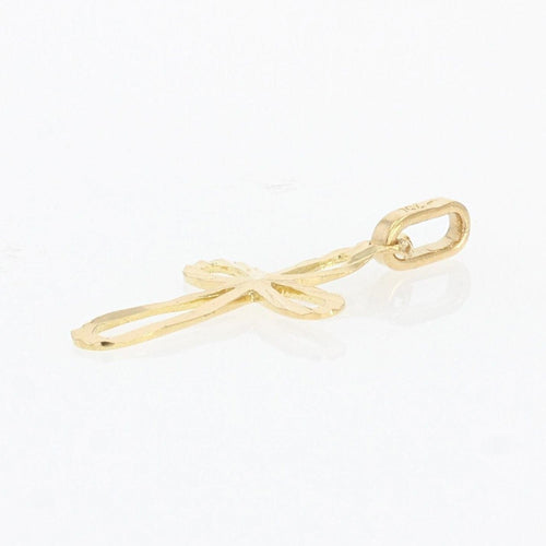 Pendentif Croix striée en or jaune 58 Facettes 13-273