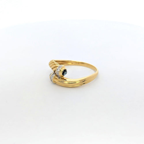 Bague Bague or jaune diamants et saphirs 58 Facettes 27302