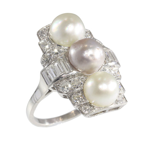 Bague 58 Bague de fiançailles diamant et perle 58 Facettes 22297-0116