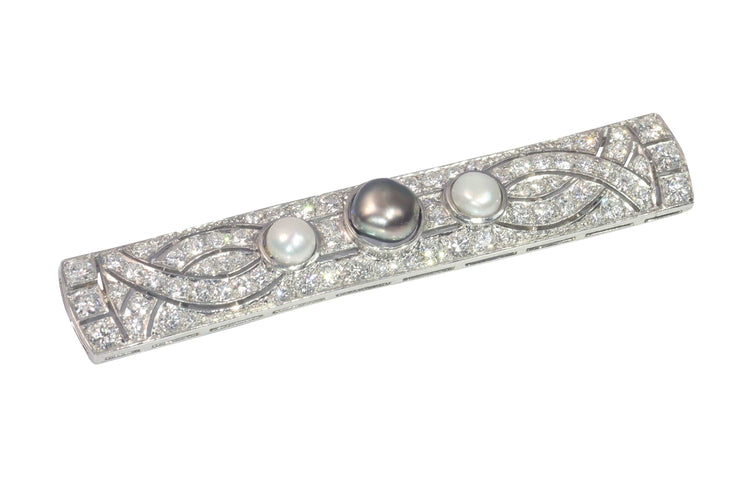 Broche Broche vintage platine diamants et perles 58 Facettes 23180-0375