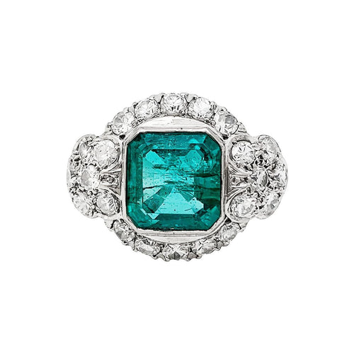 Bague 53 Bague Art Déco en platine, émeraude et diamants. 58 Facettes 30766