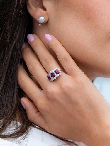 Bague 54 Bague Bandeau Or blanc Rubis 58 Facettes 2231640CN