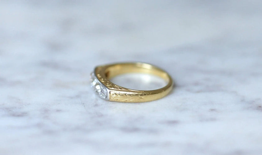 Bague 53.5 Bague jarretière Or jaune Platine Diamants 58 Facettes