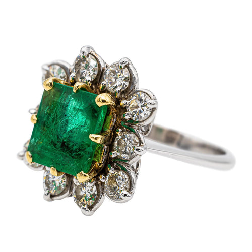 Bague 57 Bague Marguerite Or blanc Emeraude 58 Facettes 2735889CN