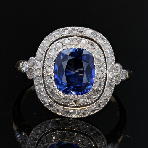 Bague 53 Bague saphir et diamants double rang ancienne 58 Facettes 21-151-53