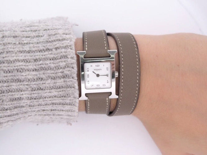 Montre montre HERMES heure h mm double hh1.210 30 mm tour quartz acier 58 Facettes 252960