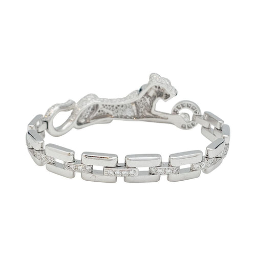 Bracelet Bracelet Cartier "Panthère de Cartier" en or blanc, diamants, émeraude et onyx. 58 Facettes 31544
