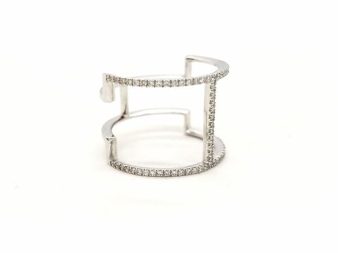 Bague 53 Bague Graphique Or blanc Diamant 58 Facettes 578789RV