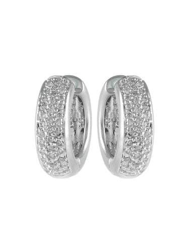 Boucles d'oreilles Diamants / Or Blanc BOUCLES D'OREILLES "CRÉOLES" OR BLANC & DIAMANTS 58 Facettes BO/220005