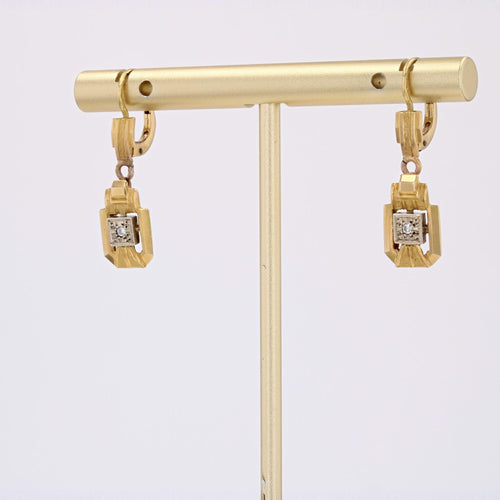 Boucles d'oreilles Boucles d'oreilles pendantes géométriques 2 ors et diamants 58 Facettes 19-187