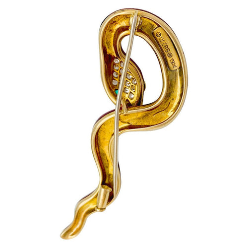 Broche Broche David Webb, "Serpent", émail, diamants et émeraudes. 58 Facettes 31590
