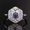 Bague 52 Bague art déco saphir cabochon diamants 58 Facettes 22-324