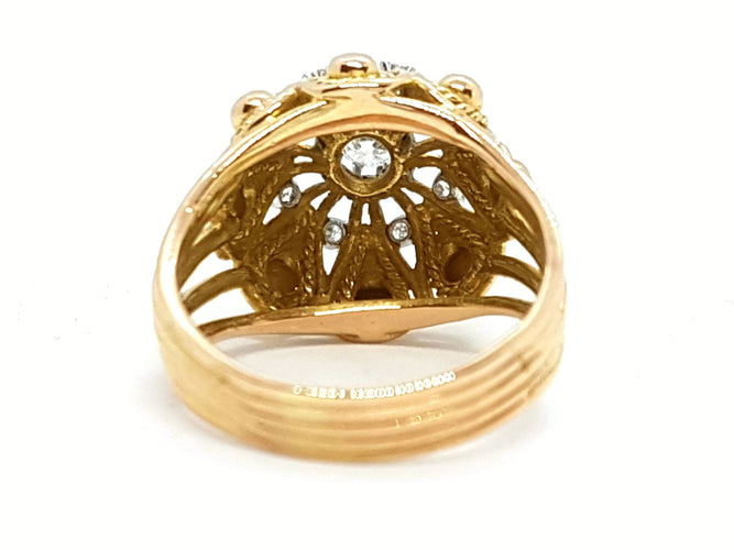 Bague 59 Bague Art déco Or jaune Diamant 58 Facettes 00528CN
