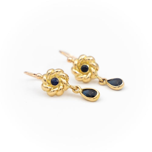 Boucles d'oreilles Boucles d'oreilles dormeuses Or jaune Saphir 58 Facettes 1883903CN