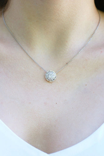 Collier Collier pendentif vintage en or blanc et diamants 58 Facettes