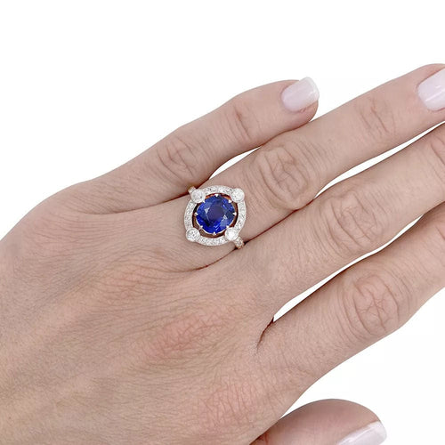 Bague 49 Bague années 1920, saphir Ceylan, diamants taille ancienne. 58 Facettes 32282
