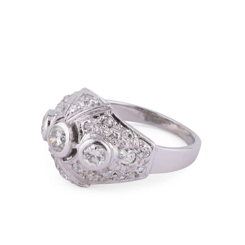 Bague Bague dôme en platine, diamants 58 Facettes 1